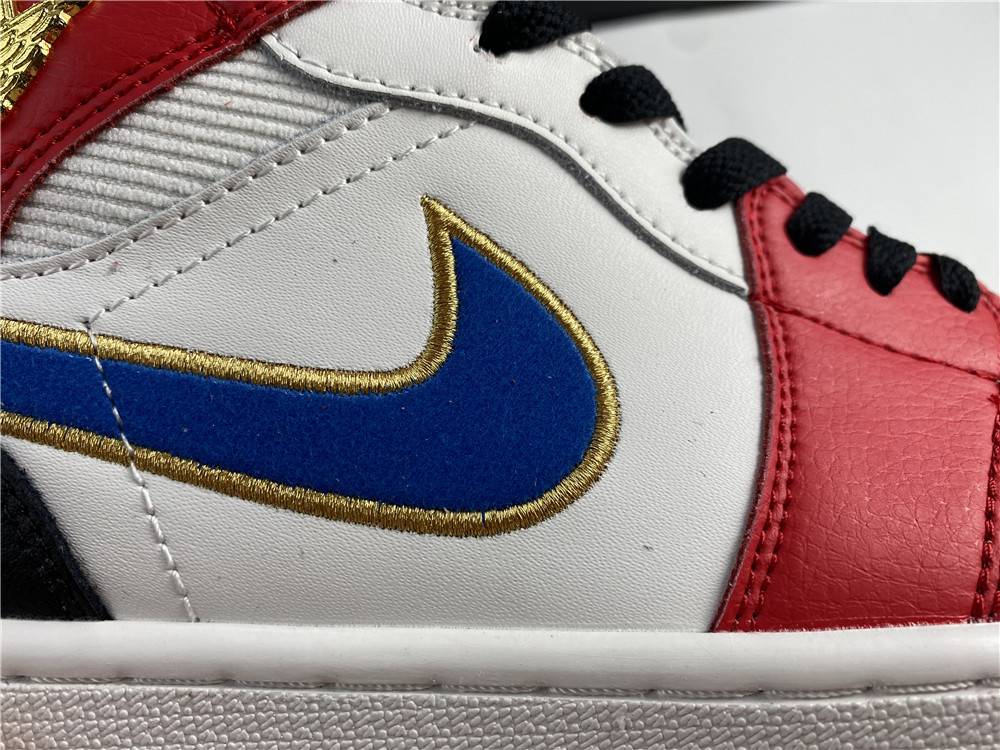Air Jordan 1 Mid Sail Red Blue Gold